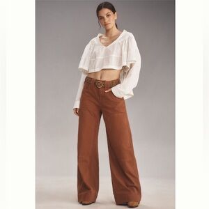 Pilcro Wide Leg Pants in Brown